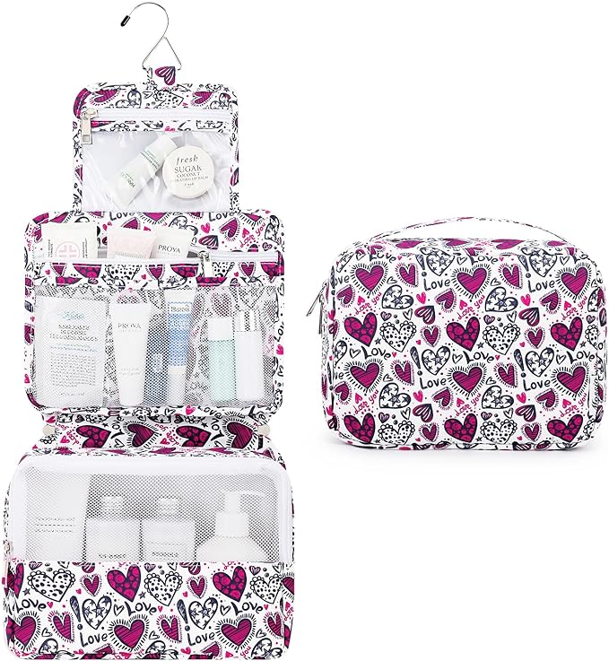 Mossio Hanging Toiletry Bag with Sturdy Hook - Large Portable Cosmetic Makeup Travel Organizer for Men & Women