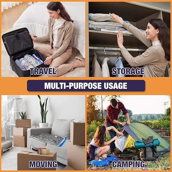 Travel Vacuum Bags with Electric Pump, Vacuum Travel Bags for Luggage and Suitcase, Combo 9 Pack