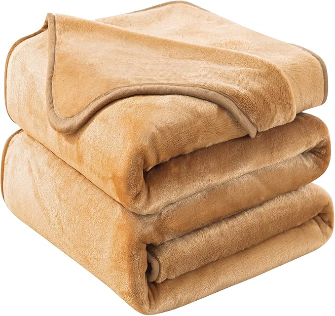 Fleece Blankets Travel Size Summer Blanket All Season Lightweight Throw for The Bed Extra Soft Brush Fabric Winter Warm Sofa Blanket 50"*61"(Travel Camel)