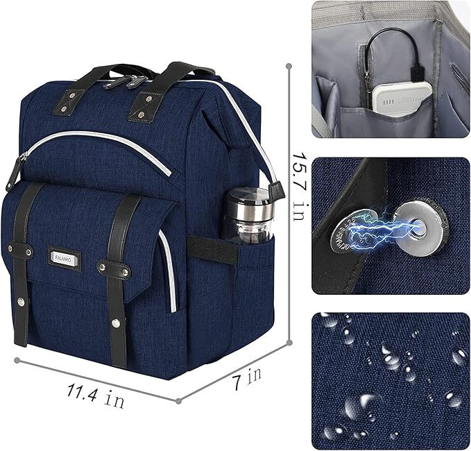 FALANKO Laptop Backpack for Women, Doctor Teacher Work Bookbag College Shoulder Bag with RFID Anti-theft, Nurse Travel Business Bag for Men Women Fit 15.6 Inch Computer