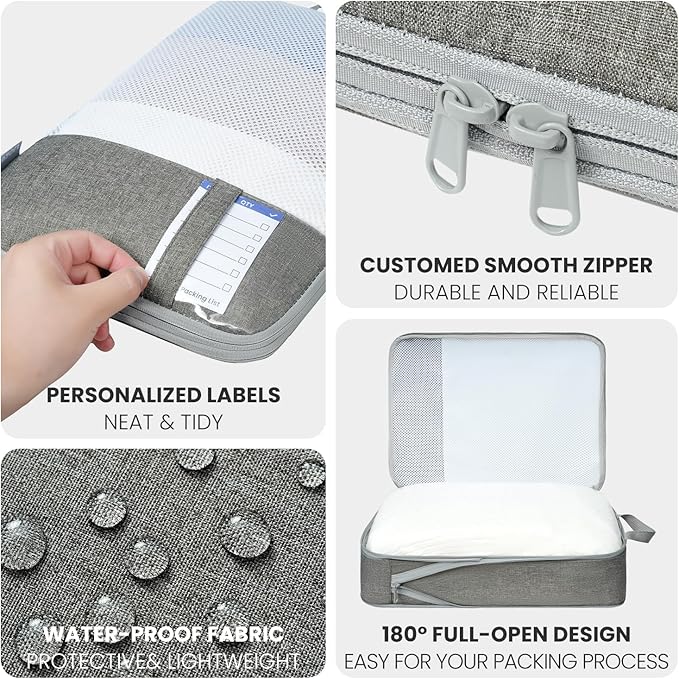 Compression Packing Cubes for Travel, Lightweight Vacation Travel Essentials, Travel Accessories for Suitcase Organizer Bags Set, Durable Luggage Organizer