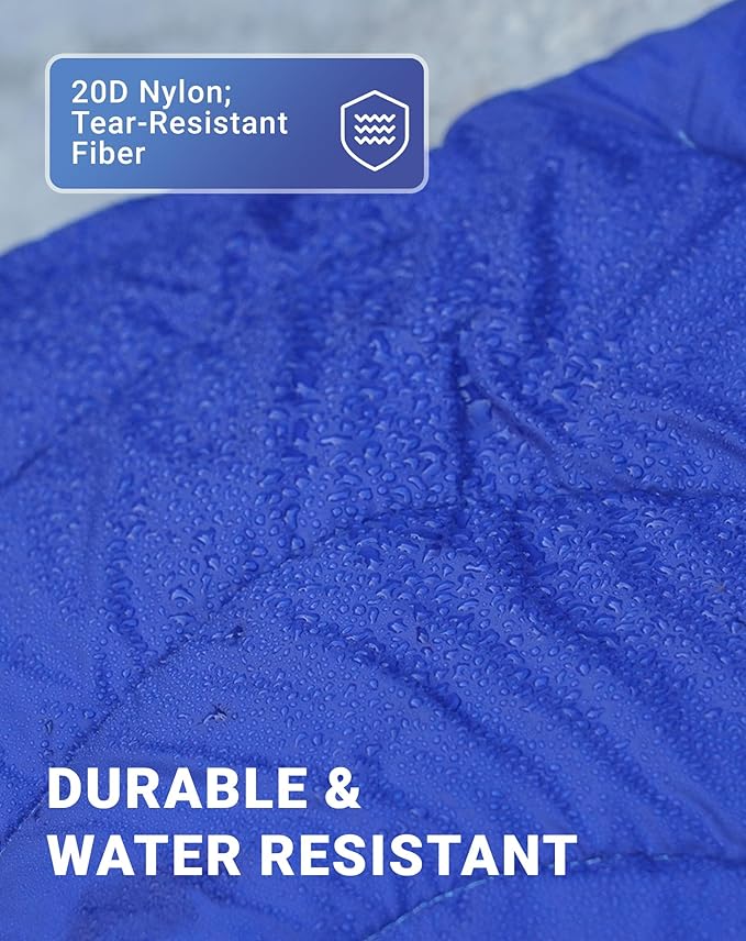 KingCamp Ultralight Camping Blanket, Packable Down Alternative Puffy Wearable Blankets Weatherproof Warm Package Quilt with Snap Buttons for Outdoor Hiking Travel Picnic Stadium (69" L x 53" W, Navy)