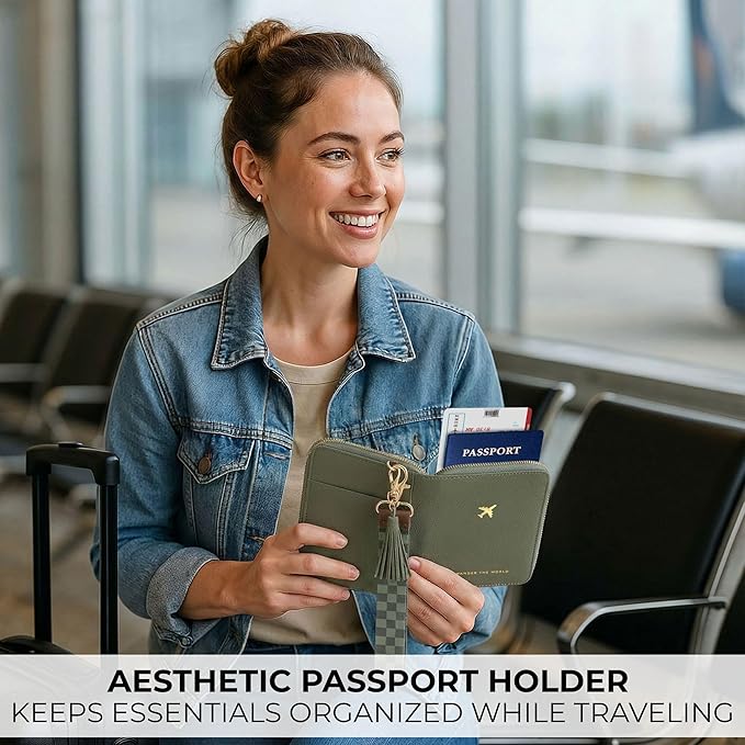 Beautiful Passport Holder for Travel with Wristlet Strap - All-in-One Wallet for Women with Card Slots and Tassel Keychain - Perfect Case to Keep Your Travel Documents Organized & Safe