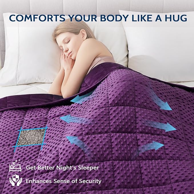 L'AGRATY Weighted Blanket - 40"x60" 7lbs Minky Dots Heavy Blanket with Glass Beads Soft Breathable for All-Season Summer Fall Winter Thick Comfort for Sleeping