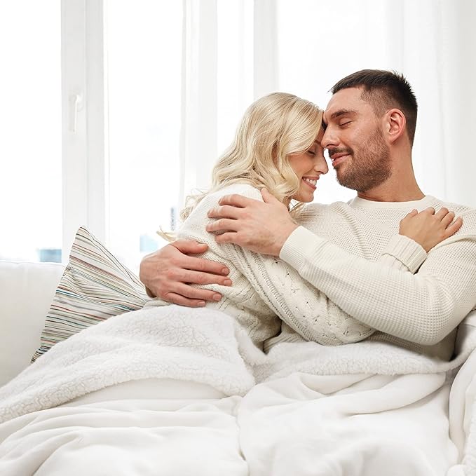 Bedsure GentleSoft Sherpa Fleece Twin Size Blanket for Couch, Non-Heated, Thick and Warm Throw for Women and Men, Soft Fuzzy Plush Twin Blanket for Winter, White, 60x80 Inches
