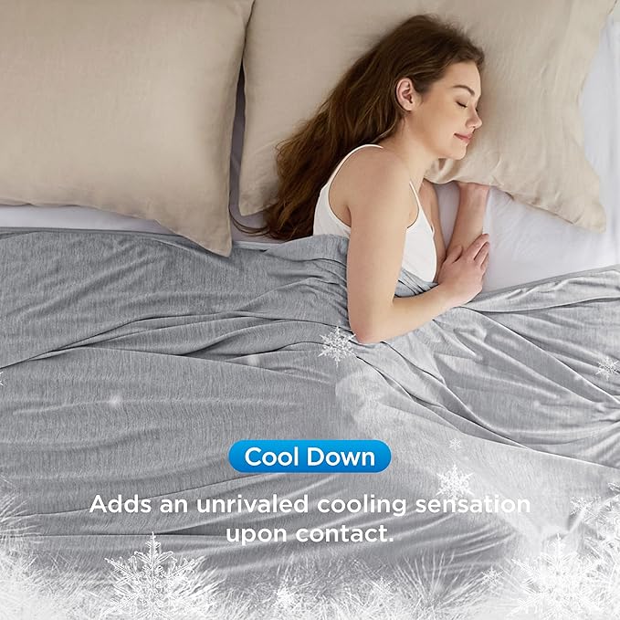 Bedsure Light Grey Cooling Blanket Full Size for Hot Sleepers - Summer Blanket Full Size Cold Bed Cool Arc-Chill Thin Ice Cooled Bedding with Rayon Derived from Bamboo Night Sweats Hot Flashes, 80x90