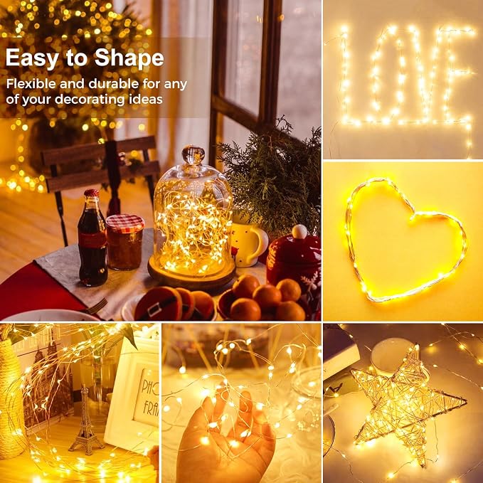kolpop 18 Pack Fairy Lights Battery Operated, Twinkle Mini String Lights | Warm White, 3 Modes, 7Ft/20 LED, Waterproof, for DIY Crafts Xmas Mason Jars Wedding Party Table Centerpiece Decoration