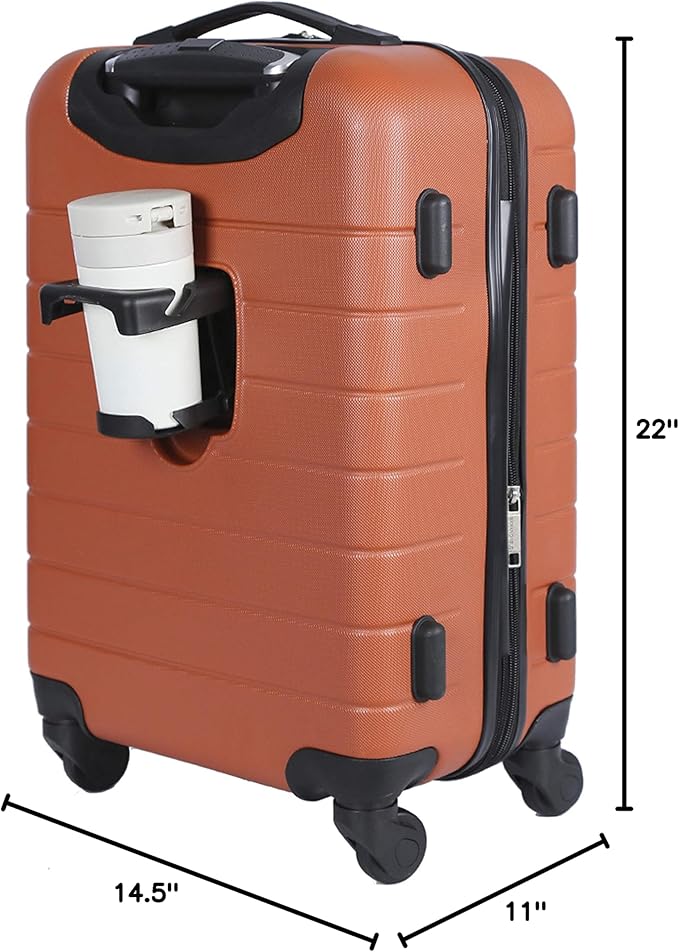 Wrangler Smart Spinner Hardside Luggage, 22-Inch Carry-On, Burnt Orange