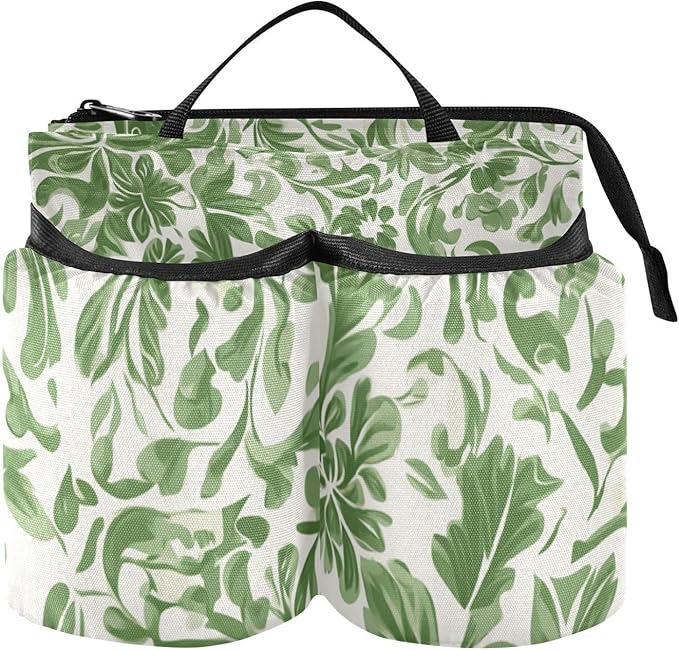 Green Vintage Flower Bohemian Luggage Cup Holder Travel Portable Free Hand Drink Carrier Suitcase Drinks Beverage Holder Carry-On Bottle Mug Holder Organizer Bag Travelers Accessories