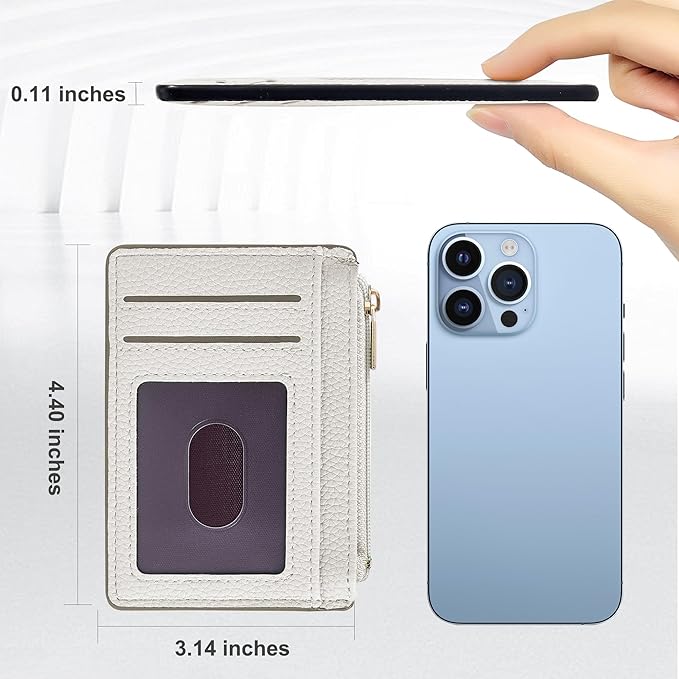 Tipmile Credit Card Holder for Women Slim Minimalist Front Pocket RFID Blocking Wallet Small Compact Card Case with ID Window, Cream White