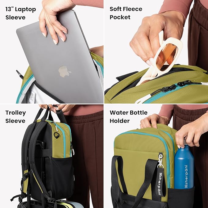 Sherpani Camden, Convertible Backpack, 3 in 1 Tote Bag, 18L Travel Backpack, Crossbody Bag for Women, Cross Body Purse, Travel Gifts, RFID Protection, Fits 13” Laptop (Con Leche)