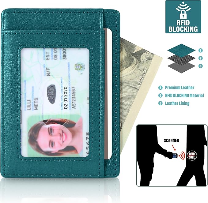 Travelambo Slim Wallet Front Pocket Minimalist Leather RFID Blocking Medium Size