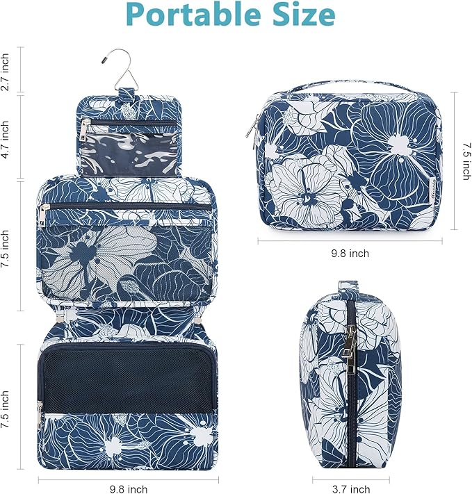 Mossio Hanging Toiletry Bag with Sturdy Hook - Large Portable Cosmetic Makeup Travel Organizer for Men & Women