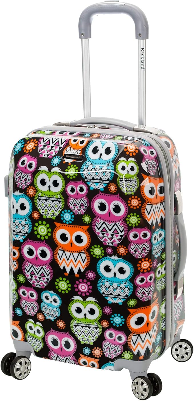 Rockland Departure Hardside Spinner Wheel Luggage, Owl, 2-Piece Set (20/28)