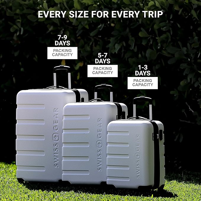 SwissGear 7366 Signature Hardside Expandable Luggage with Spinner Wheels, TSA Lock, Cup-Holder, Evening Haze, 3-Piece Set (19/23/27)