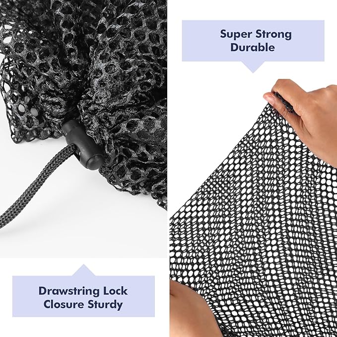 3Pcs Mesh Laundry Bags Washing Machine Mesh Wash Bags Jumbo for Delicates Clothes,Bed Linen,Toys with Drawstring Closure Sturdy (3 XXLarge 28 x 26 Inches,Black)