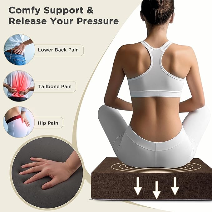 AddGrace Recliner Cushions for Elderly Thick Seat Cushion 20"x20"x4" Chair Pads with Non Slip Backing and Washable Cover for Couch Armchair Chairs Coffee
