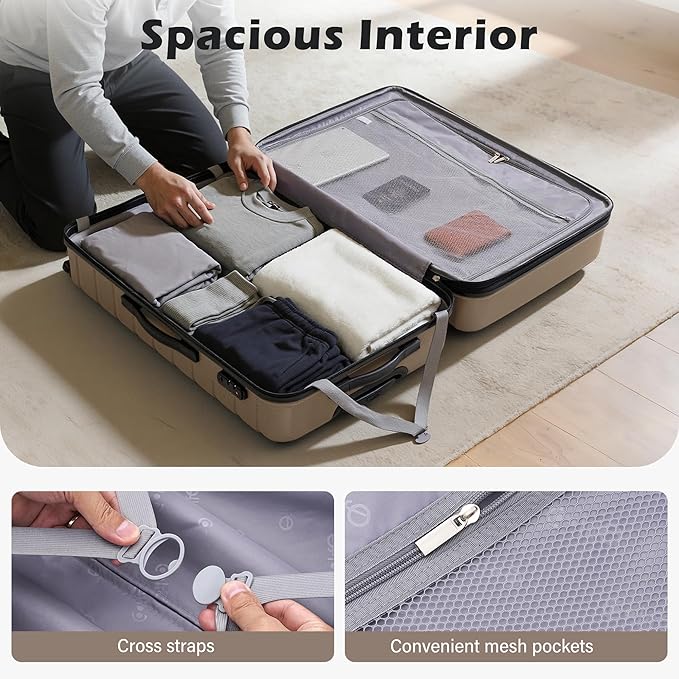 Coolife Luggage Suitcase Carry on Hardside PC+ABS Spinner TSA Lock Telescopic Handle