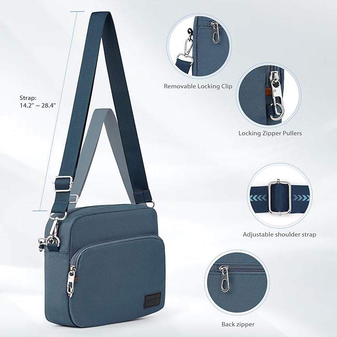 TOPEAST Anti-Theft Crossbody Travel Bag for Women Men, Lightweight Shoulder Bag Classic Design for Trip, Daily Use, Sport