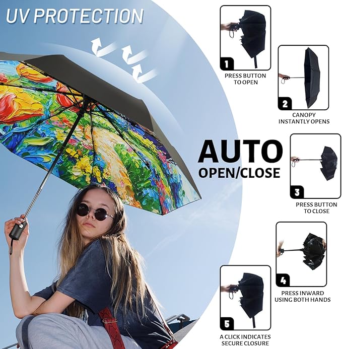 SY COMPACT Travel Umbrella Windproof Automatic Umbrellas Small Compact UV Sun Protection Factory Outlet Umbrella
