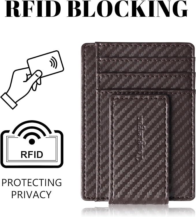 Toughergun Slim Wallet for Men RFID Blocking Money Clip, Minimalist Front Pocket Credit Card Holder, Magnetic Thin Mens Wallets with ID Window