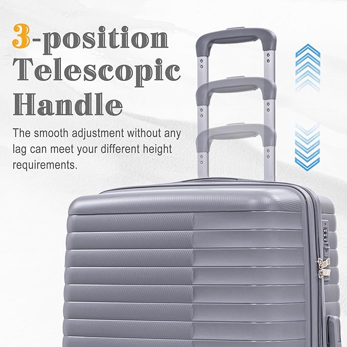 Hardside 4 Luggage Set, Lightweight Wave Suit Case with Spinner Wheels