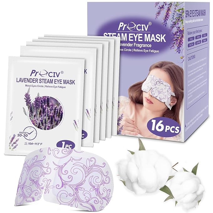 16 Packs Steam Eye Masks for Dry Eyes Self Heated Eye Mask Disposable Sleep Mask Soothing Headache Relief Dry,Hot Warm Compress for Stress Relief Relief Eye Fatigue, Spa Gifts