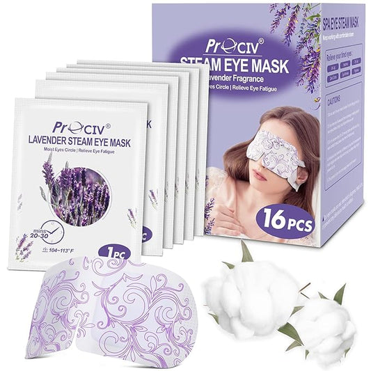 16 Packs Steam Eye Masks for Dry Eyes Self Heated Eye Mask Disposable Sleep Mask Soothing Headache Relief Dry,Hot Warm Compress for Stress Relief Relief Eye Fatigue, Spa Gifts