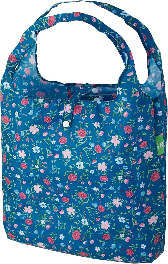ECO CHIC Foldable Reusable Grocery Bags - Lightweight, Recycled & Reusable Shopping Bag - Waterproof Packable Tote