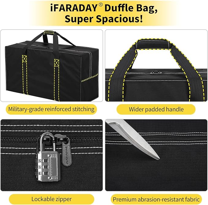 105L Extra Large Travel Duffle Bag - Lightweight Foldable Heavy Duty Luggage for Camping, Moving, Gym & Sports - Water Resistant Duffel Bag (Black)