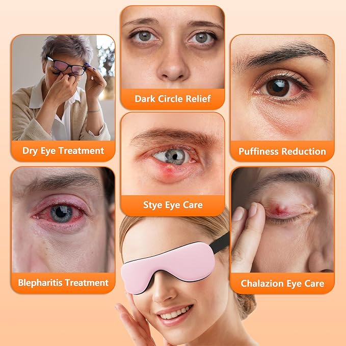 Heated Eye Mask – Warm Compress for Dry Eyes, USB Electric Heating Pad for Stye & Chalazion Eye Treatment, Eye Sleep Mask for Dark Circles and Puffiness Relief, FSA Eligible (Pink)