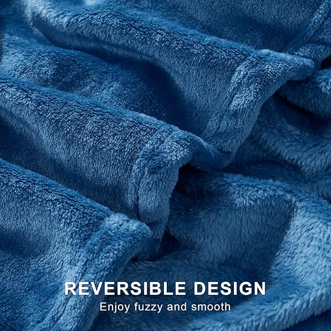 Hansleep Fleece Mineral Blue Full Blanket, Super Soft Flannel Fuzzy Plush Cozy Blanket for All Seasons, Mineral Blue, Full 84x90 Inches
