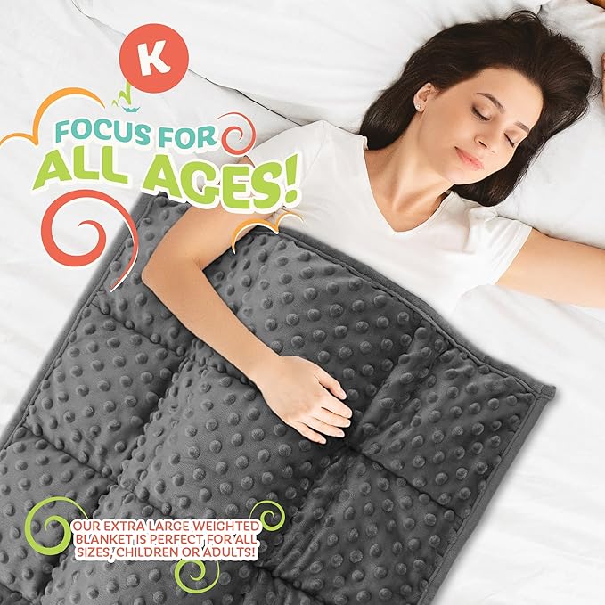 XL Weighted Blanket for Kids 5lb (Grey) 36x48 Inch, Plush Minky Kids Blanket with Travel Bag, Blanket for Ages 4 to 10