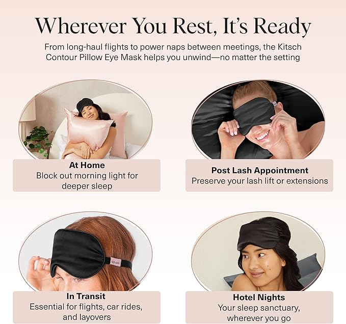 Kitsch Weighted Satin Sleep Mask - Weighted Eye Masks for Sleep and Travel - Lavender Ultra-Soft Sleeping Eye Mask for Women and Men - Light Blocking, Adjustable Strap, (4.1oz/116g)