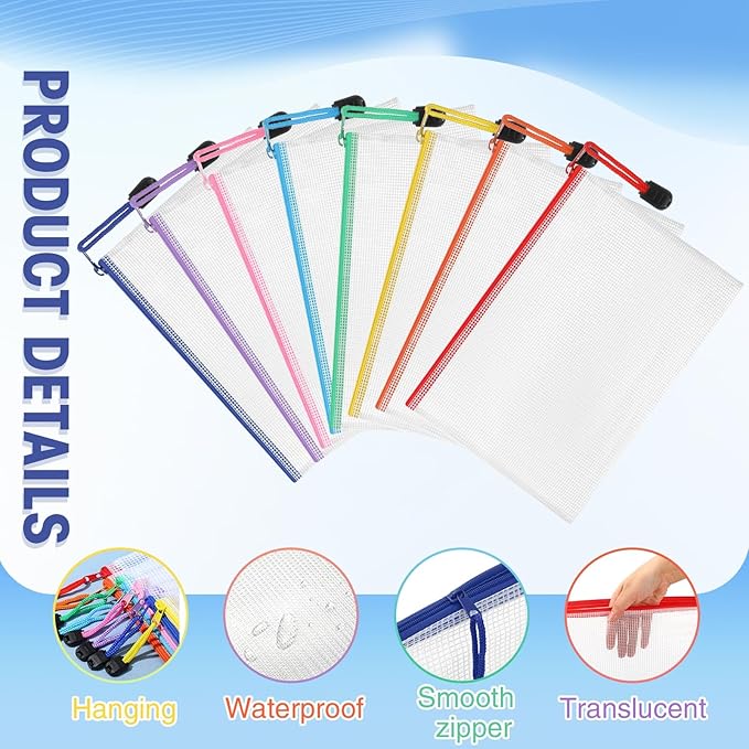 Jetec 32 Pcs Mesh Zipper Bags Toy Storage Bikini Organizer Bag Bolsas Para Guardar Trajes De Bano Waterproof Zipper Reusable Pouch Puzzle Multipurpose for Storage Office(Cute Color,7.5 x 5 Inch)