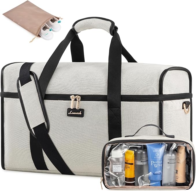 LOVEVOOK Travel Duffle Bag - Weekender & Overnight Bag with Toiletry & Wet Pocket, Carry-On Size, 3pc Set
