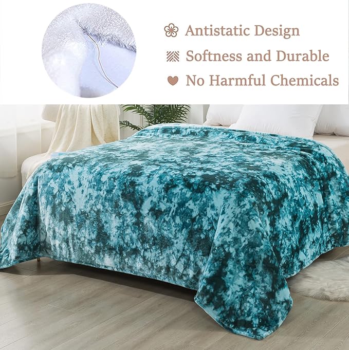 Fuzzy Blanket King Size - Teal, Soft and Comfy, Plush and Furry Faux Fur, Reversible Blankets for King Calking Bed, 90x108 Inches,Teal
