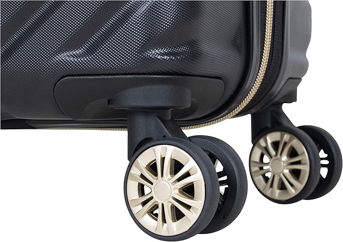 Kenneth Cole REACTION Madison Square Lightweight Hardside Chevron Expandable Spinner Luggage, Black, 2-Piece (20" Carry On + Backpack)