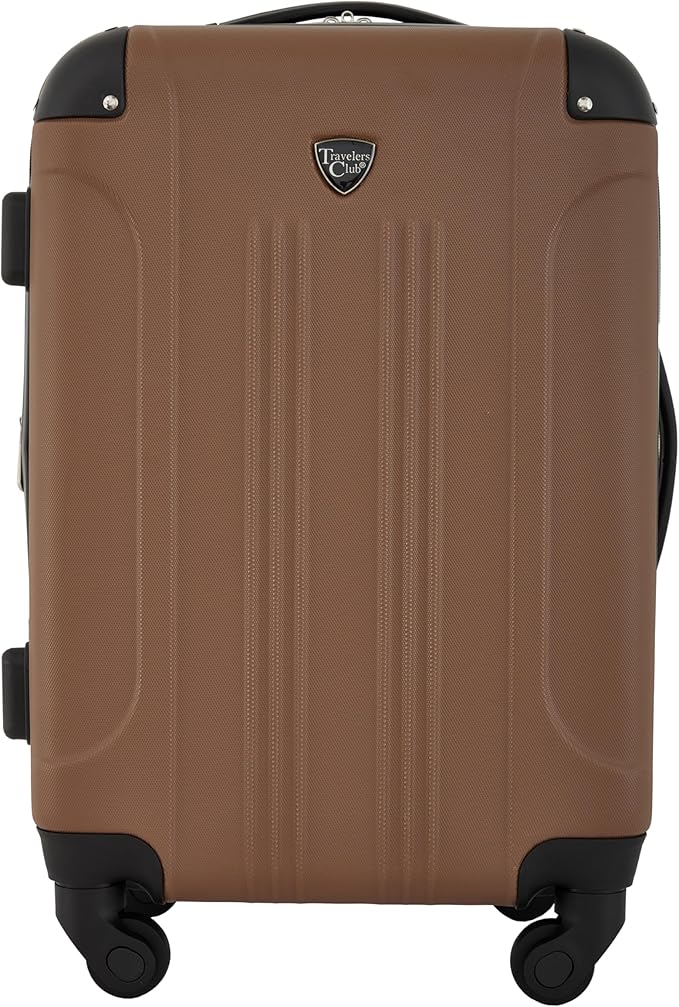 Travelers Club Chicago Hardside Expandable Spinner Luggage, Rum Caramel, 22" Carry-On