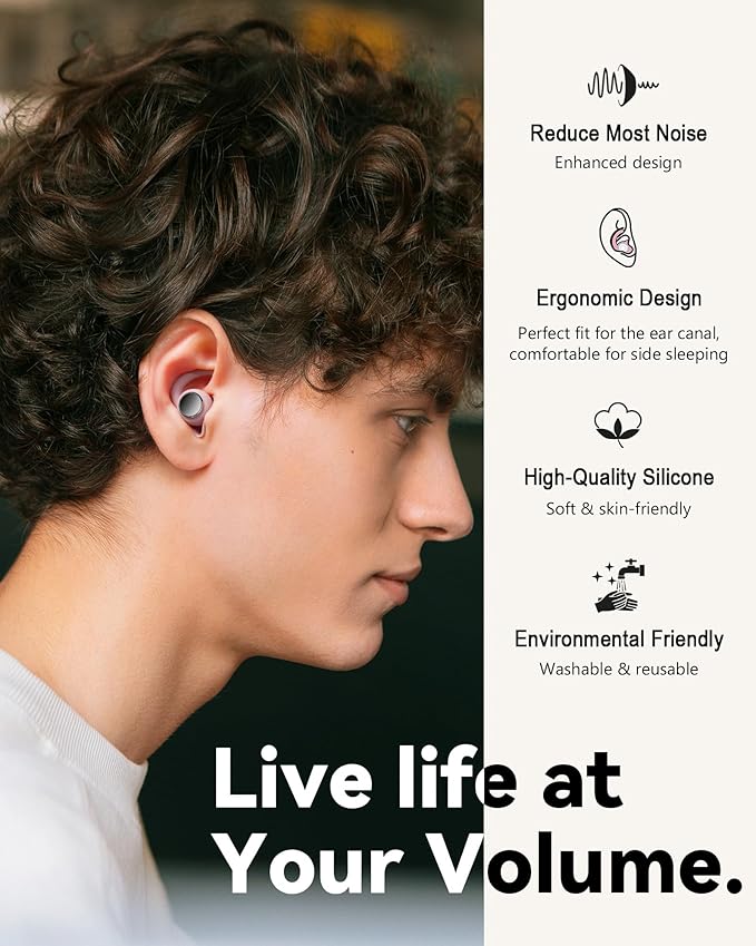 Ear Plugs for Sleeping - Noise Reduction Soft Silicone Earplugs, 2 Pairs Reusable Hearing Protection Earplugs for Noise Sensitivity, Sleep,Snore,Travel,Sound Reduction Noise Cancelling - (Light Pink)