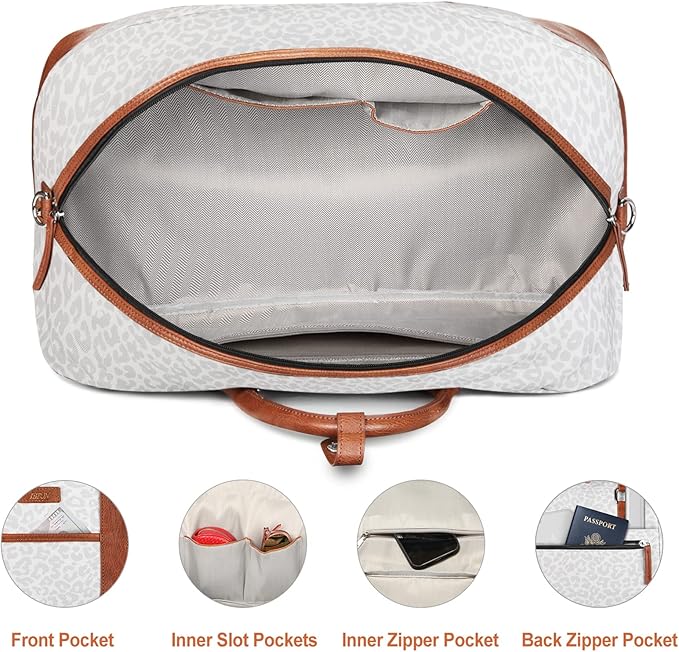 Weekender Bag for Women, Large Overnight Bag Canvas Travel Duffel Bag Carry On Tote with Shoe Compartment 21" 3Pcs Set