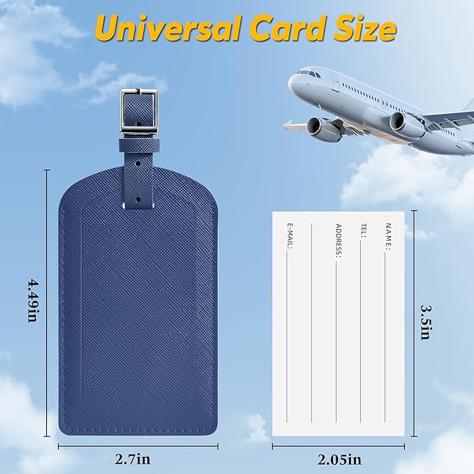 3 Pack Luggage Tags for Suitcases, TSA Approved Bag Tags, Baggage Tags with Privacy Protection, Travel Essentials Luggage Accessories, Navy Blue
