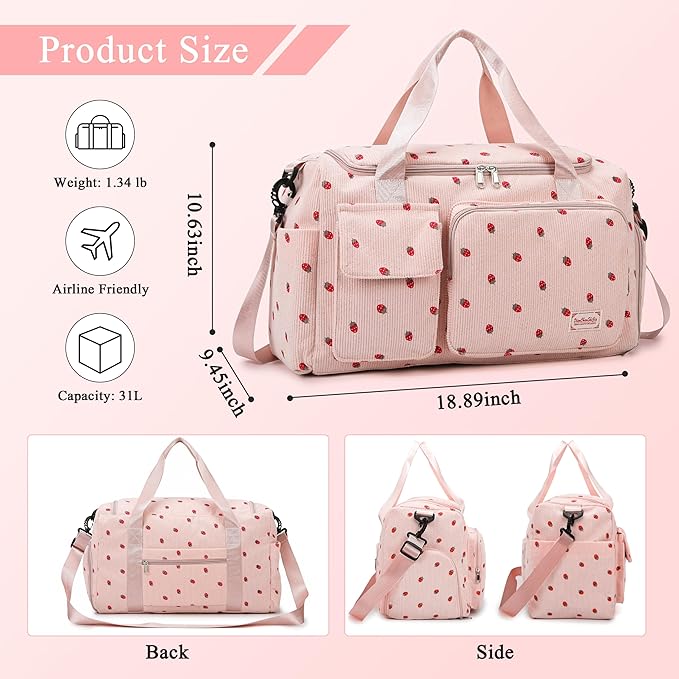 Small Gym Bags for Women, Travel Duffle Bag with Shoes Compartment, 4 in 1 Carry on Weekender Overnight Bag with Dry Wet Separated Pocket, Sport Gym Tote Bag for Yoga, Dance, Swimming, Workout, Ballet