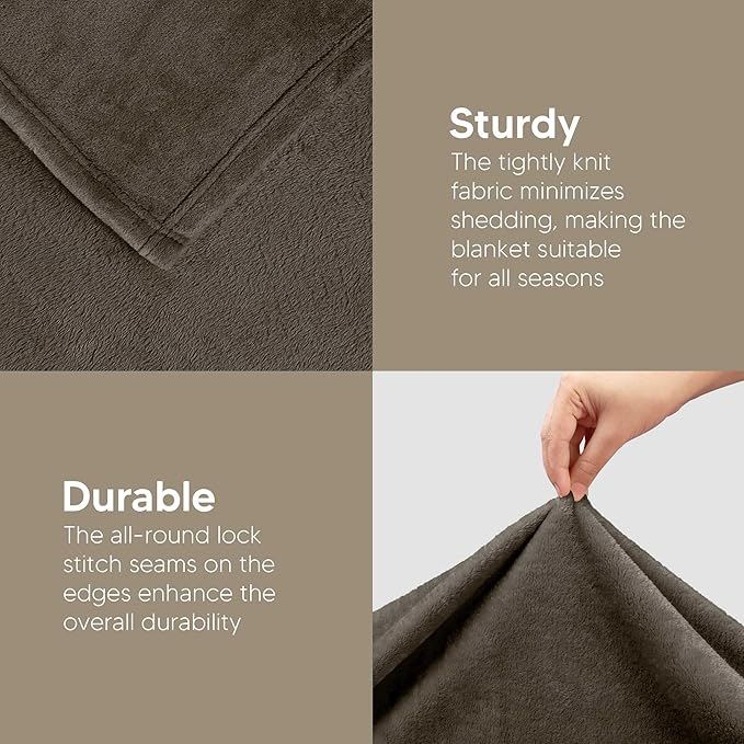 Utopia Bedding Fleece Blanket Queen Size Brown 300GSM Luxury Fuzzy Soft Anti-Static Microfiber Bed Blanket (90x90 Inch)