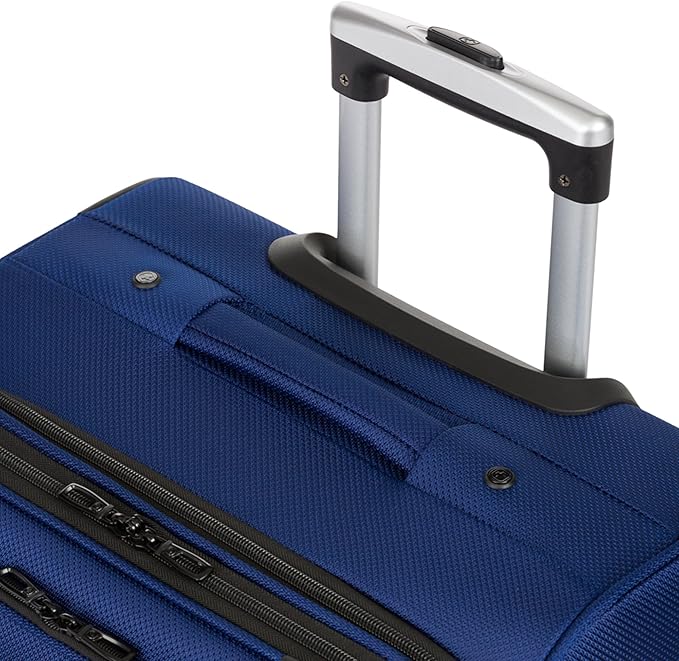 SWISSGEAR Sion Softside Expandable Spinner Luggage Durable Lightweight Travel Suitcase, Blue, Checked-Medium 25-Inch