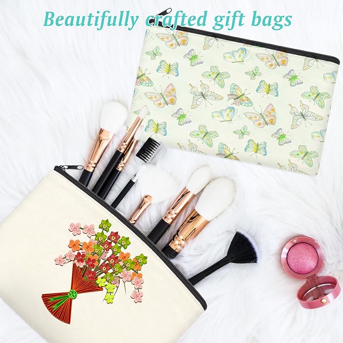 ZeeDix Canvas Pouch- Multi-purpose Cosmetic Bag with Zipper, DIY Craft Canvas Zipper Pouch Blank Makeup Bags Bulk Travel Toiletry Bag for Storage (8.3 x 5 inches)
