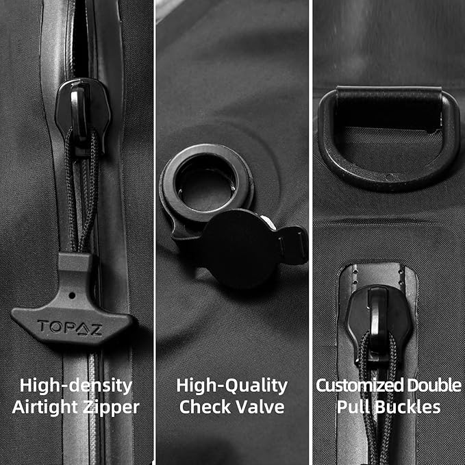BAGAIL TPU Vacuum Bag for Travel, Reusable Compression Bag with IPX8 Waterproof Zipper, Save Space for Suitcase, Backpack and Carry on (Jet Black, Large, With Pump)