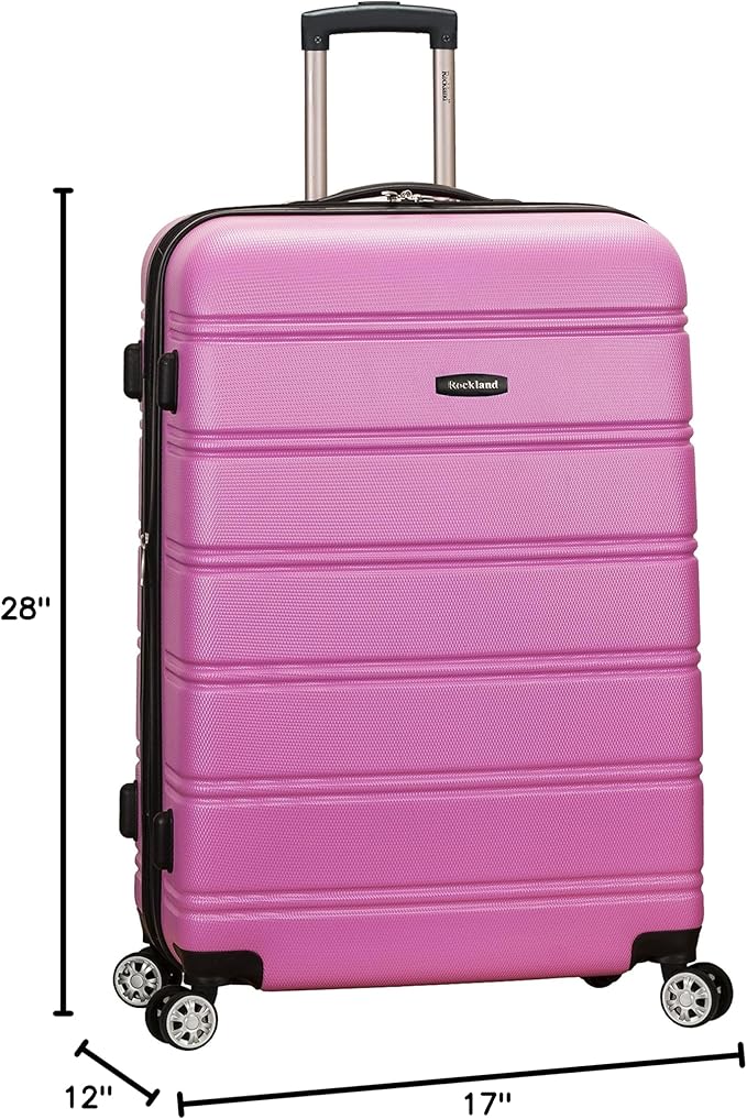 Rockland Melbourne Hardside Expandable Spinner Wheel Luggage, Pink, Checked Large 28"