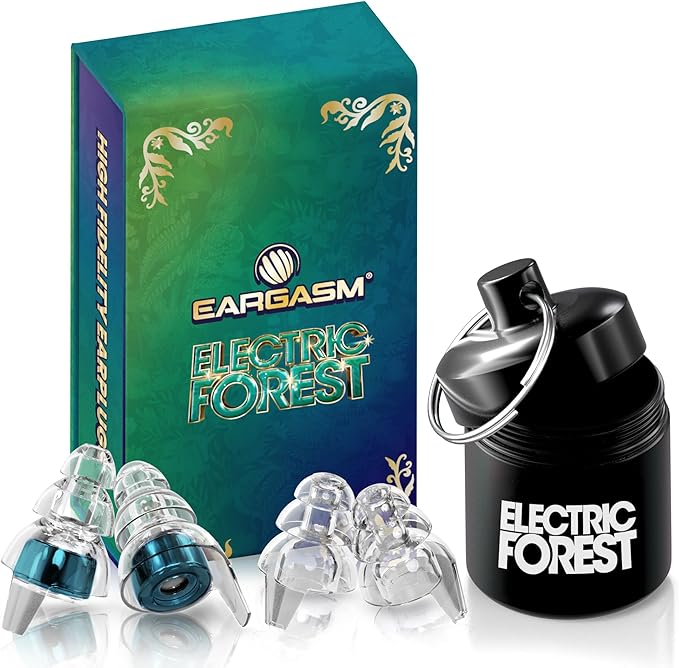 Eargasm High Fidelity Electric Forest 2026 Music Festival Earplugs - Hearing Protection for Concerts, Festivals, Musicians, DJs, Night-Life, Motorcycles with High Fidelity Noise Reduction up to 21 dB