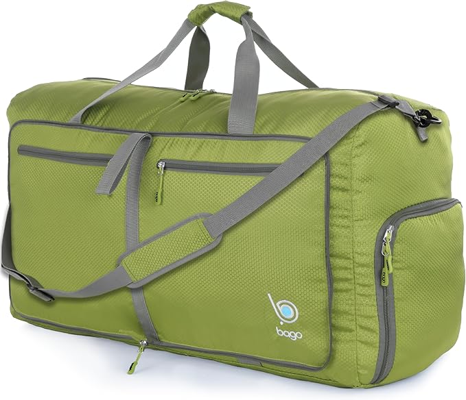 Bago Medium Duffle Bag for Travel Women & Men. Durable Lightweight Foldable Travel Duffel Bags For Traveling Women. 60L Duffle Bags For Overnight Bag With Shoe Compartment Collapsible Weekender duffel